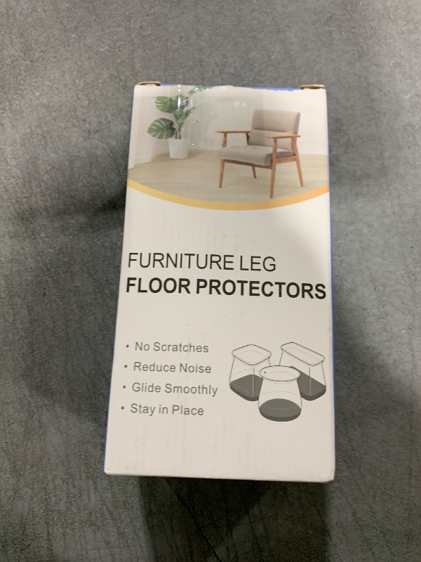 Photo 1 of 24 Pcs Chair Leg Floor Protectors Rectangle, Silicone Felt Furniture Leg Pads Caps Covers for Hardwood Floors, Fit L:1-1/8" to 1-1/2", W:3/4" to 1"