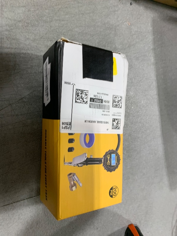 Photo 1 of AZUNO Digital Tire Inflator with Pressure Gauge, 200 PSI, Heavy Duty Air Compressor Accessories, w/Rubber Hose Lock on Air Chuck and Quick Connect Coupler