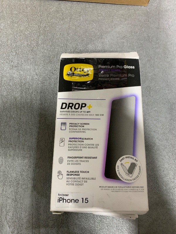 Photo 1 of OtterBox iPhone 15 Premium Pro Glass Privacy Guard, Privacy Screen, Precision Fit, Flawless Touch Response, Easy Installation