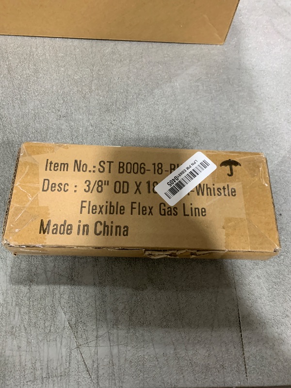 Photo 1 of Stanbroil 3/8" X 18" Non-Whistle Flexible Flex Gas Line with Brass Ends for Natural Gas or Liquid Propane Fire Pit and Fireplace