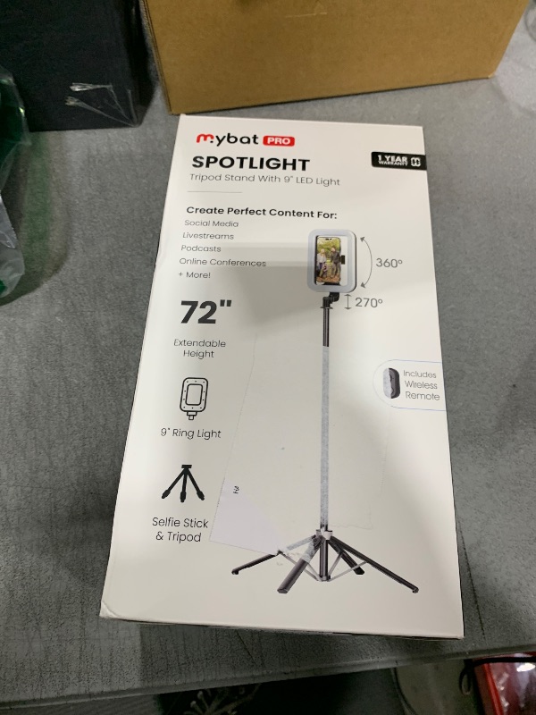 Photo 1 of M MYBAT PRO Selfie Ring Light with 72" Tripod Stand - Extendable Selfie Stick with Light for Phone, Live Streaming, Makeup, Travel, Gaming, Video, Includes Phone Holder& USB-C Powered