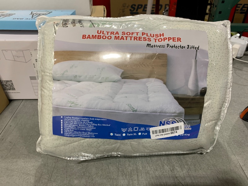 Photo 1 of Ultra Soft Twin Size Mattress Topper - Viscose Made from Bamboo Pillow Top Mattress Pad for Back Pain Relief - Naturally Cooling for Hot Sleepers, Green