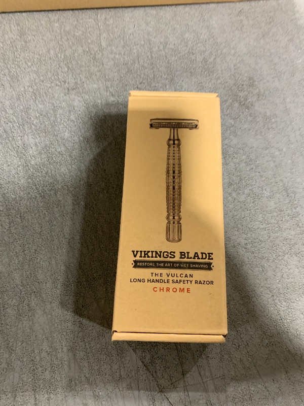 Photo 1 of VIKINGS BLADE Double Edge Safety Razor for Men + 5 Swedish Steel Blades + Luxury Case. Long Handle. Smooth, Reusable, Eco-Friendly (The Vulcan)