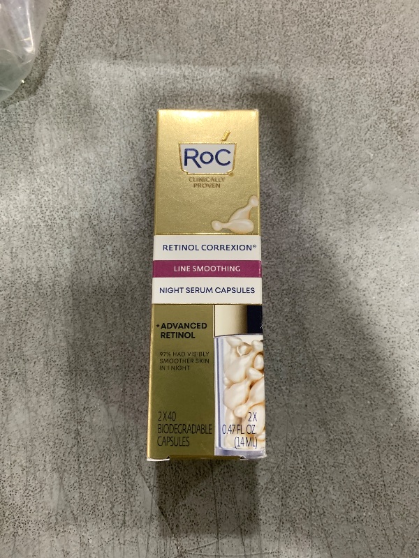 Photo 1 of RoC Retinol Correxion Anti-Aging Wrinkle Night Serum, Daily Line Smoothing Skin Care Treatment for Fine Lines, Post-Acne Scars, 80 Capsules (Limited Edition Value Set)