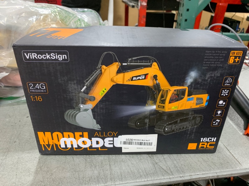 Photo 1 of ViRockSign Remote Control Excavator Toys for Boys,16 Channel RC Excavator Construction Toys with Metal Shovel & Light,Simulated Smoke,Christmas Birthday Gift Toy for Boys 3-5 4-7 8-12 Year Old Kids