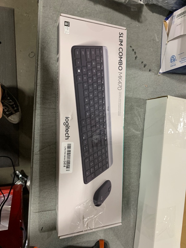 Photo 1 of Logitech MK470 Slim Wireless Keyboard and Mouse Combo - Modern Compact Layout, Ultra Quiet, 2.4 GHz USB Receiver, Plug n' Play Connectivity, Compatible with Windows - Graphite