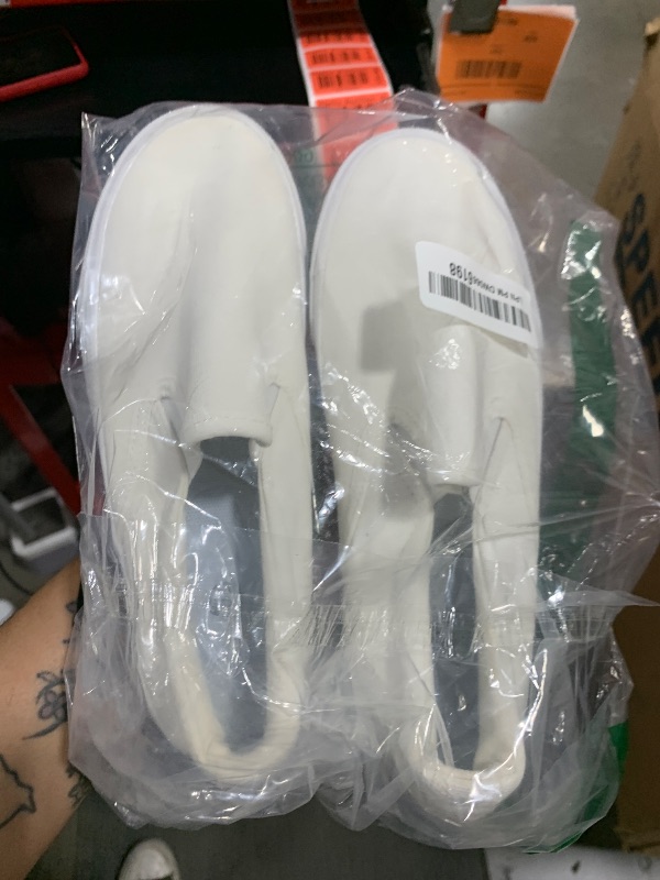 Photo 1 of Women's Slip on Shoes Low Top Canvas Sneakers Non Slip Fashion Casual Shoes?White Mono.US6.5