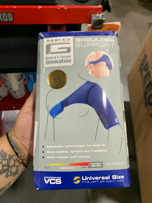 Photo 1 of Neo-G Shoulder Brace Support - for Rotator Cuff, Dislocated Shoulders, Joint Pain, Arthritis, Shoulder Injury - Adjustable Compression Strap - Class 1 Medical Device - 1 Size - Blue