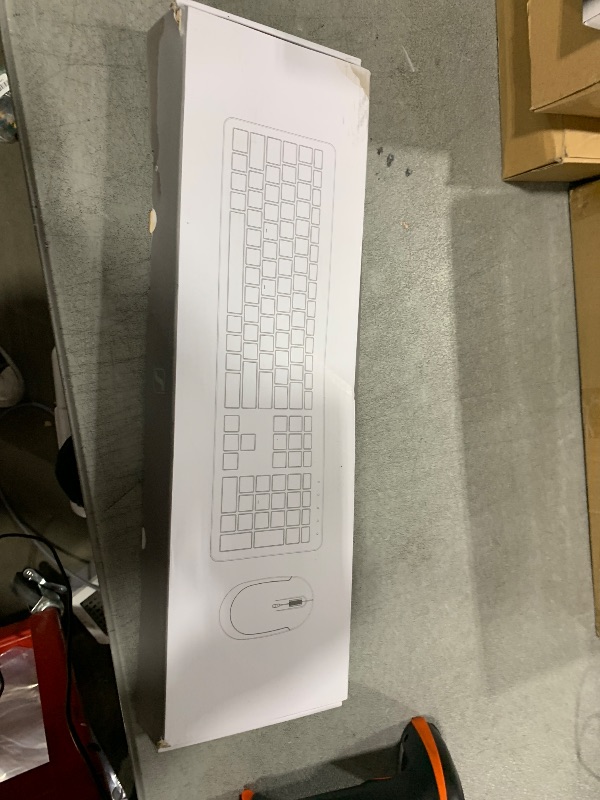 Photo 1 of Rechargeable Wireless Keyboard Mouse Combo - Seenda Full Size Cordless Keyboard & Mouse Sets with Build-in Lithium Battery Ultra Thin Quiet Keyboard Mice - Silver and White