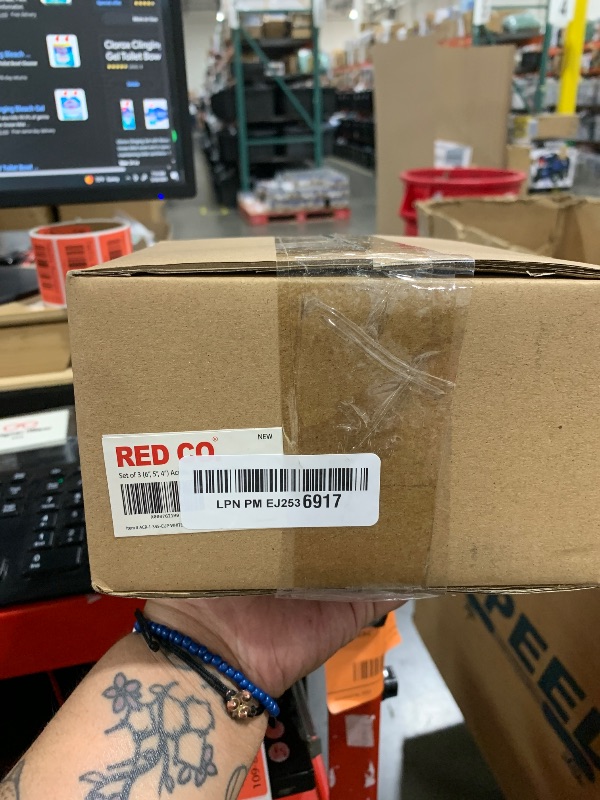 Photo 1 of Red Co. Set of 3 Sizes (6", 5", 4") Acrylic Round Cylinder Display Nesting Riser Stands with Hollow Bottoms, Glossy White