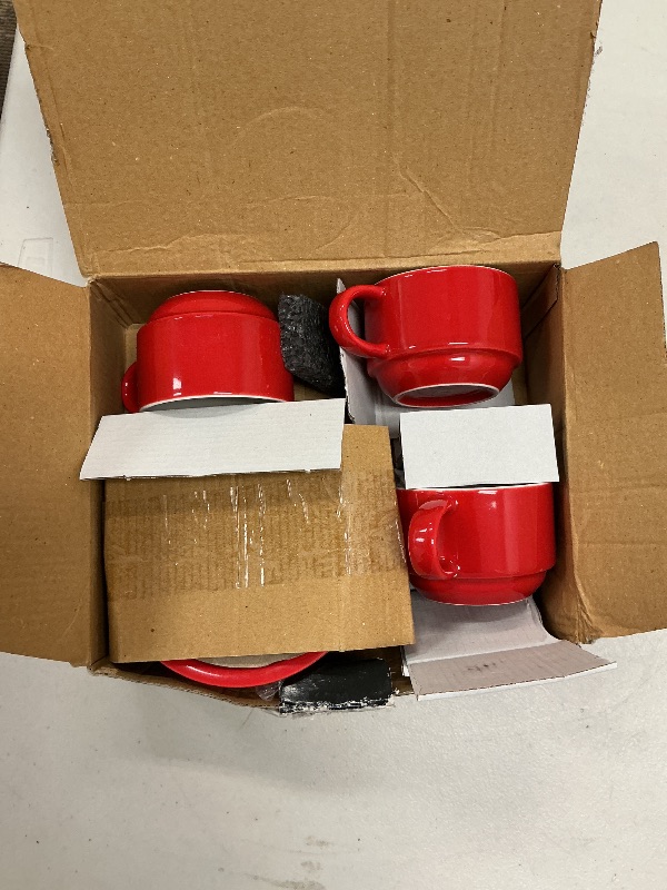Photo 1 of BOHEM'S red Espresso Cups, 3.2 oz Small Demitasse C Glass Espresso Drinkware, Set Of Cups, Saucers and Stainless Steel mini Spoons + Free Glass  (set of 3)