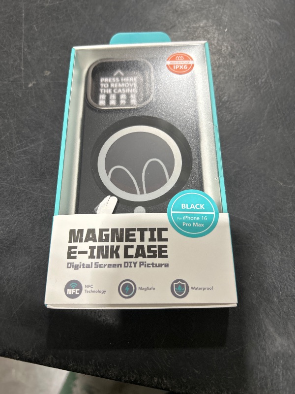 Photo 1 of Techfish Magnetic Cover Compatible with Magsafe, Replacement for iPhone 16 Pro Max Case Wireless Charger for Women, Smart E Ink Phone Case with Camera Control, Ring Stand, Black Photo Phone Cover