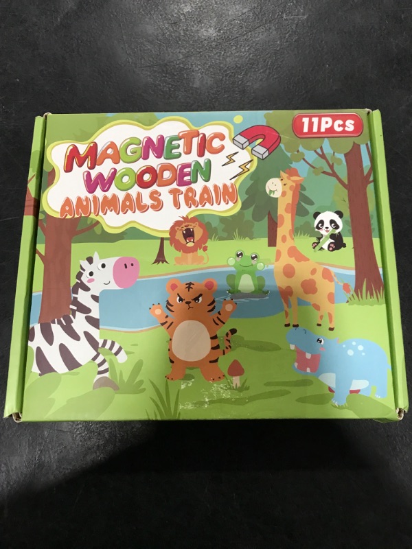 Photo 1 of 11 Pcs Magnetic Train Set Montessori Toys for 1 2 3 Years Old Toddlers Boys Girls, Wooden Animals Preschool Learning Activities Educational Sensory Toys Birthday Gifts Ages 1-3, 2-4