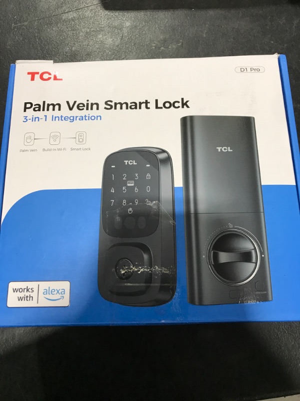 Photo 1 of TCL D1 Pro Palm Vein Smart Lock, Keyless Entry Door Lock, Upgraded Rechargeable Battery, Front Door Smart deadboalt, App Remote Control, Auto-Lock, Waterproof, Works with Alexa
