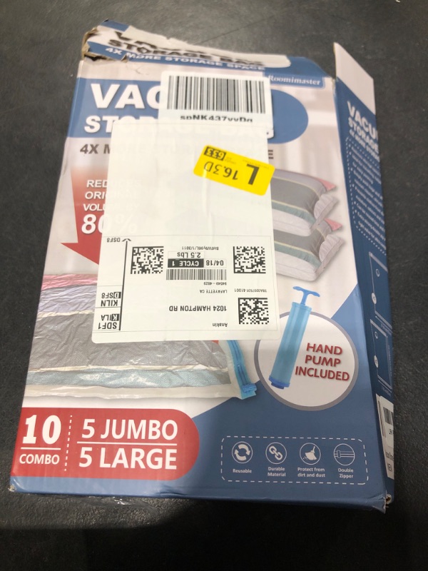 Photo 1 of 10 Pack Vacuum Storage Bags with Pump, 5 Jumbo and 5 Large Space Saver Vacuum Storage Bags, Vacuum Seal Bags for Clothing, Comfoters, Pillows, Blanket, Bedding
