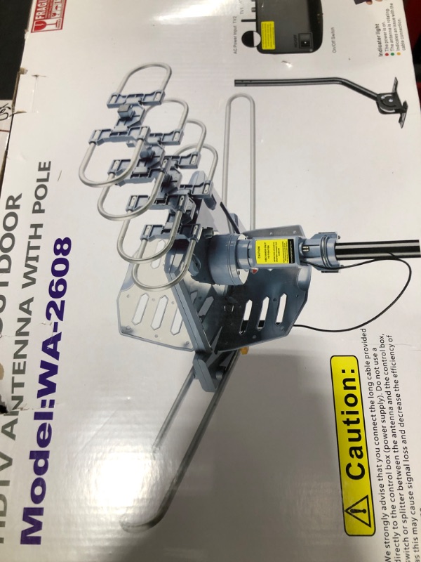 Photo 1 of PBD WA-2608 Amplified Outdoor TV Antenna – Long Range with UHF/VHF, 360° Motorized Rotation, Remote Control, Mounting Pole, and 40FT RG6 Cable – Supports 4K, 1080P, Smart and Older TVs (2 Outputs)