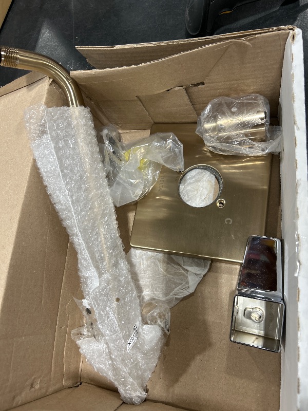 Photo 1 of Delta Faucet Modern Raincan Square Single-Function Shower Valve Trim Kit Gold, Shower Faucet Set, Rainfall Shower Head Gold, Delta Shower Kit, Champagne Bronze T14268-CZ-PP (Valve Not Included)