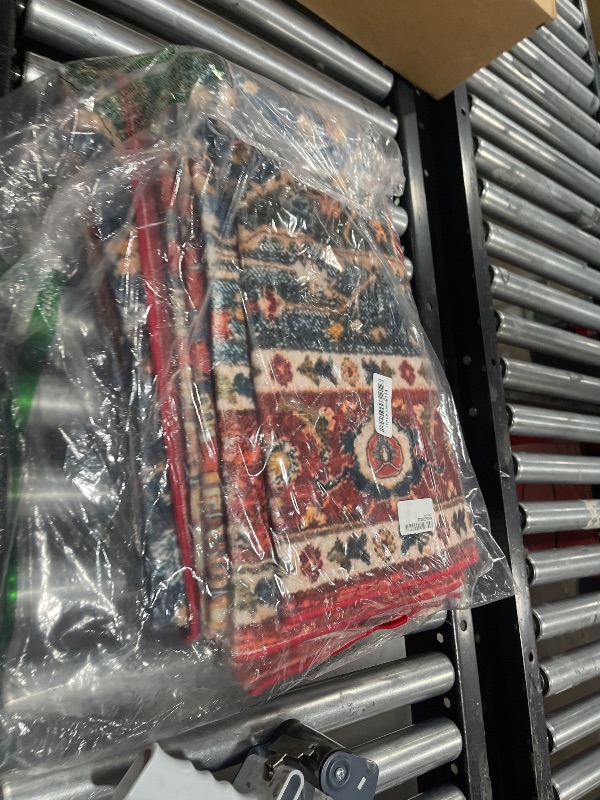 Photo 1 of YJ.GWL Area Rug 5x7 Boho Floral Print Distressed Vintage Rug, Traditional Floor Cover Foldable Thin Rugs Retro Accent Carpet, Indoor Non Slip Washable Rugs for Living Room Bedroom, Red