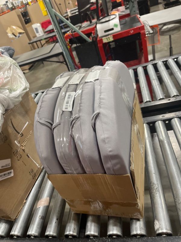 Photo 1 of HOMELYSIAN Outdoor Chair Cushions Set of 4, 17 x 16 Inch Patio Chair Cushions for Outdoor Furniture, Water Resistant Outdoor Patio Chair Cushions with Non-Slip Ties(Light Grey)