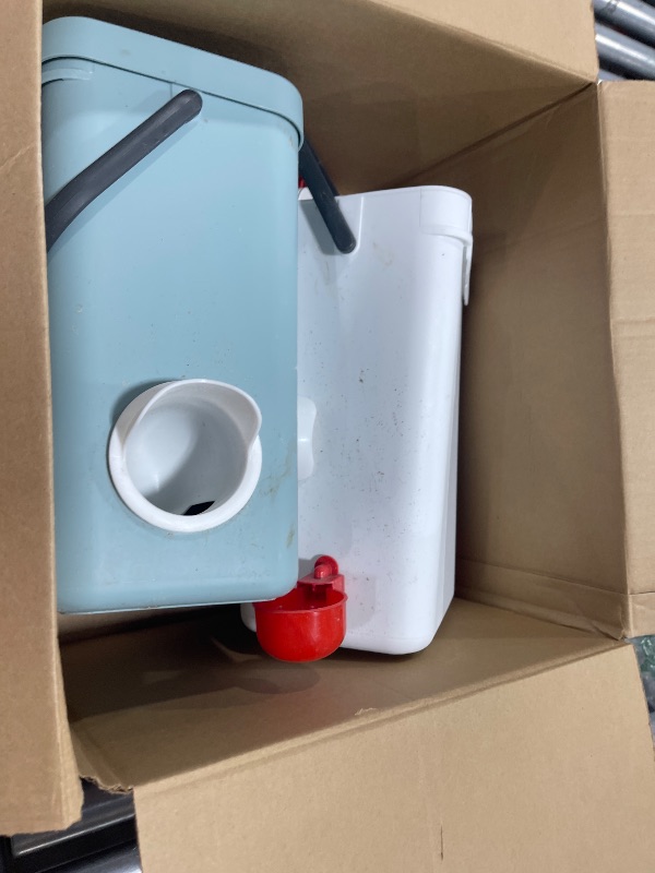 Photo 1 of ?Tgeyd Chicken Feeder and Chicken Waterer Set (3 Gallon/26 Pounds) - Hanging Automatic Chicken Feeder No Waste - Chicken Coop Accessories - Poultry Waterer