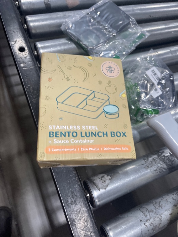 Photo 1 of Everusely - Bento Box for Kids - Green, 6.5x4.7 / 27oz - Stainless Steel Lunch Box w/Leakproof Condiment Container - 3 Compartment Snack Box for School, Office Meals - Freezer & Dishwasher Safe