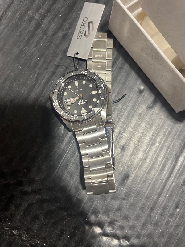 Photo 1 of Seiko SRPD55 Automatic Watch for Men - 5 Sports - Black Dial, Day/Date Calendar, LumiBrite Hands and Markers, and Rotating Bezel, 100m Water-Resistant
