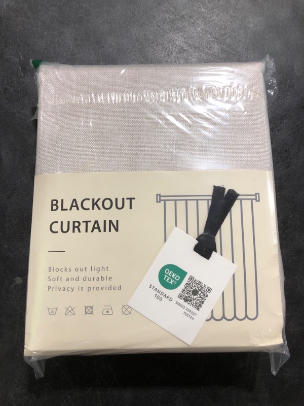 Photo 1 of 100% Blackout Shield Linen Blackout Curtains for Bedroom 96 Inches Long, Back Tab/Rod Pocket Living Room Drapes, Thermal Insulated Blackout Curtains 2 Panels Set, 50" W x 96" L, Beige