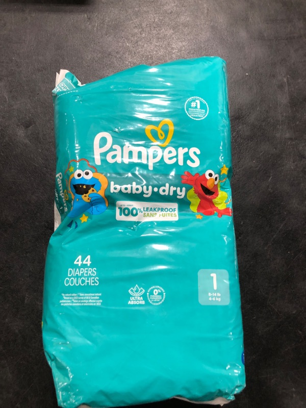 Photo 1 of Pampers Diapers - Baby Dry - Size 1, 44 Count, Absorbent Disposable Infant Diaper (Packaging May Vary)
