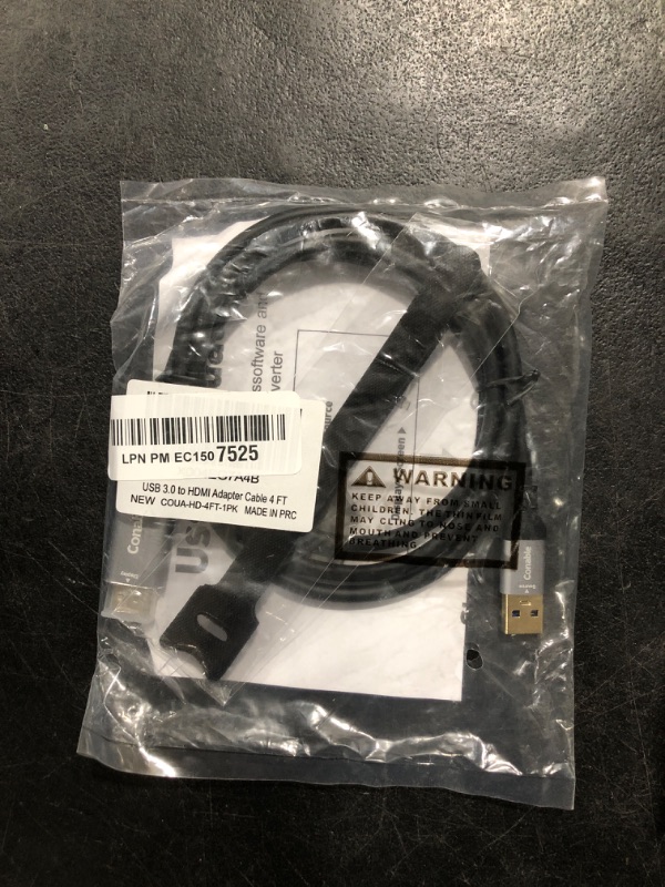 Photo 1 of USB to HDMI Adapter Cable 4 FT, Unidirectional USB-A 3.0 to HDMI HD Audio Video, Real 2K/1080P@60Hz, for TV, Projector, Monitor, ONLY Support Windows 11/10/8/8.1/7, Mac OS, Need to Install Driver