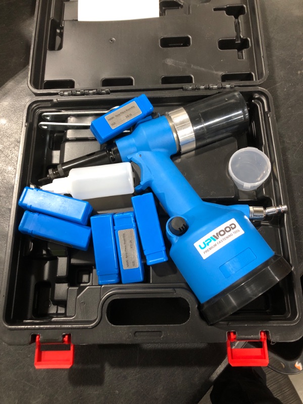 Photo 1 of Heavy duty Air Hydraulic Rivet Nut Tool, Pneumatic Riveter Automatic Rivet Nut Gun Tool Setting Kit Come with 7 Size SAE Nose-Piece Assembly (#6-32, #8-32, #10-24, 1/4-20, 5/6-18,3/8-16,1/2-13)