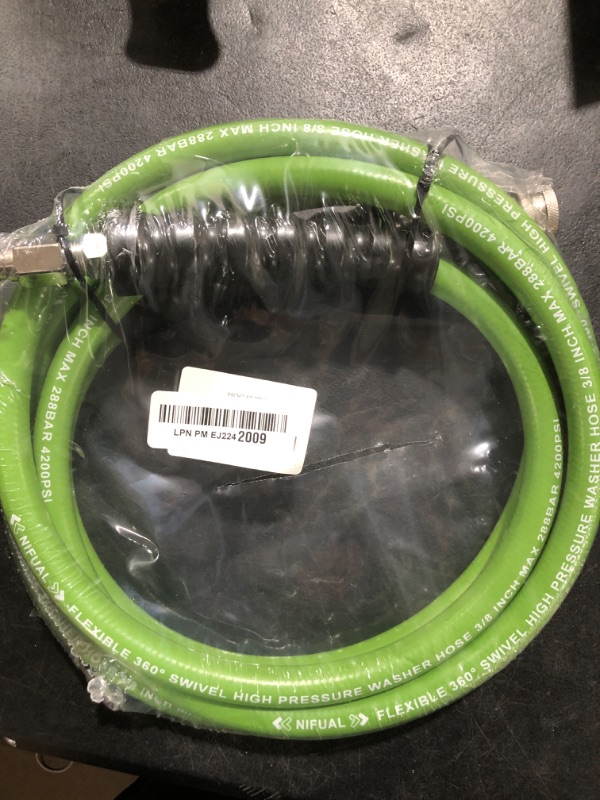 Photo 1 of Pressure Washer Jumper Hose - 3/8 inch, 10 ft, Kink Resistant, Steel Braided, Hot & Cold Water, Reel Connector, Up to 4200 PSI