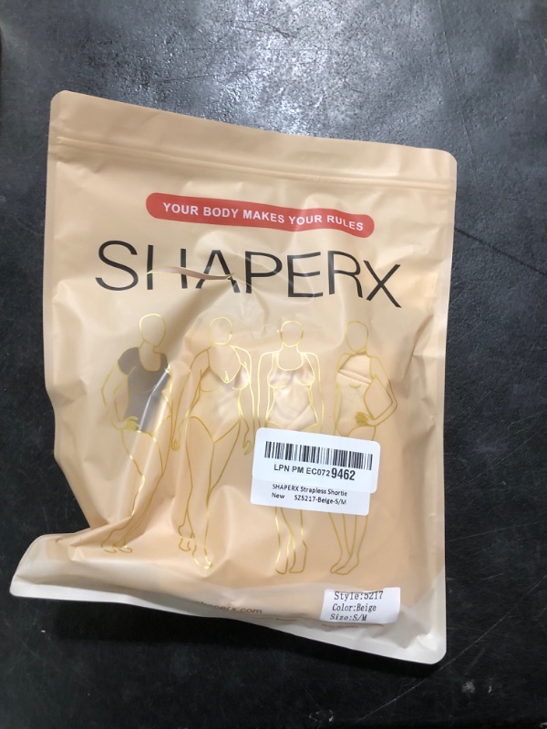 Photo 1 of SHAPERX Strapless Shortie Bodysuit for Women Tummy Control Shapewear Seamless Sculpt Body Shaper with Removable Straps,SZ5217-Beige-S/M