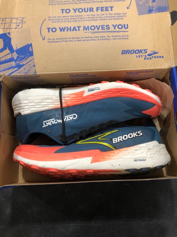 Photo 1 of Brooks Men's Catamount 4 Speed Trail Running Shoe - Legion Blue/Celestial/Flame - 14 Medium