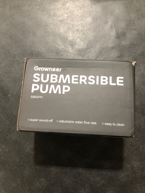 Photo 1 of GROWNEER 550GPH Submersible Pump 30W Ultra Quiet Fountain Water Pump, 2000L/H, with 7.2ft High Lift, 3 Nozzles, 4.9 Feet Tubing for Aquarium, Fish Tank, Pond, Hydroponics, Statuary