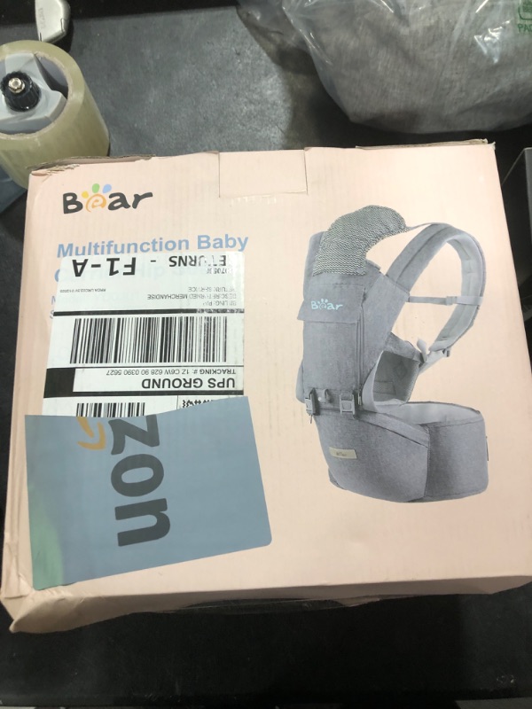 Photo 1 of Bear Baby Carrier, 6-in-1 Baby Carrier Newborn to Toddler with Hip Seat (Ergonomic M Position) for 3-36 Month/ 7-44lbs Baby, Adjustable Size for Enhanced Lumbar Support, Perfect for On-The-go