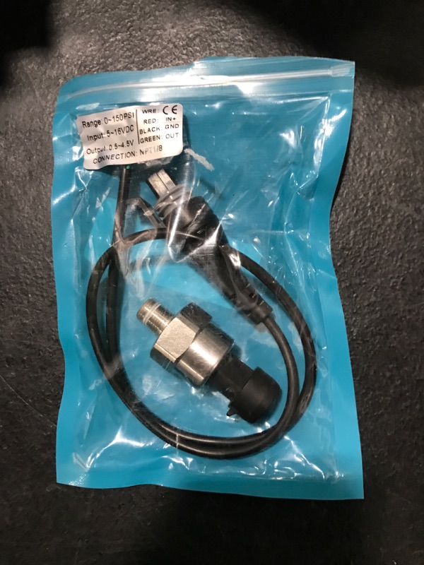 Photo 1 of Pressure Transducer Sender Sensor with Connector, Stainless Steel 1/8”-27 NPT Pressure Transducer Sensor Compatible for Oil Fuel Air Water (150 PSI)
