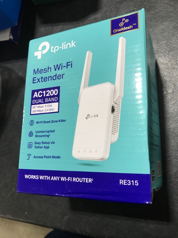 Photo 1 of TP-Link AC1200 WiFi Extender, 2024 Wirecutter Best WiFi Extender, 1.2Gbps home signal booster, Dual Band 5GHz/2.4GHz, Covers Up to 1500 Sq.ft and 30 Devices ,support Onemesh, One Ethernet Port (RE315)