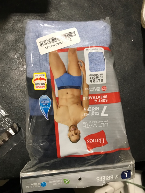 Photo 1 of Hanes Ultimate Men's Briefs, Soft Moisture Wicking Underwear, Tagless, 7-Pack, Blue-7 Pack, Large