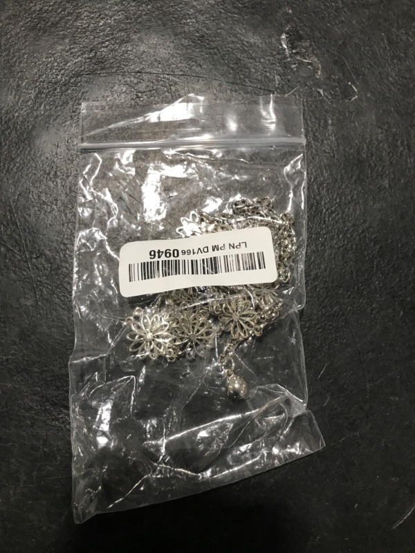 Photo 1 of Liutufy Small Flower Metal Belt Chain - Adjustable Waist Chain for Women's Dresses (LTF-YL05-Silver Flower A-L)