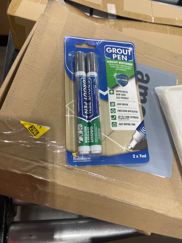 Photo 1 of Grout Pen Grey Tile Paint Marker: Waterproof Grout Paint, Tile Grout Colorant and Sealer Pen - Narrow 5mm, 2 Pack with Extra Tips (7mL) - Grey
