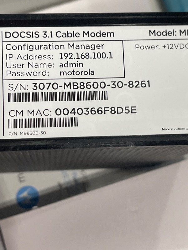 Photo 1 of Motorola MB8600 DOCSIS 3.1 Gig-Speed Cable Modem Plus 32x8 DOCSIS 3.0. Approved by Comcast Xfinity, Cox, and More, Gray (Renewed)