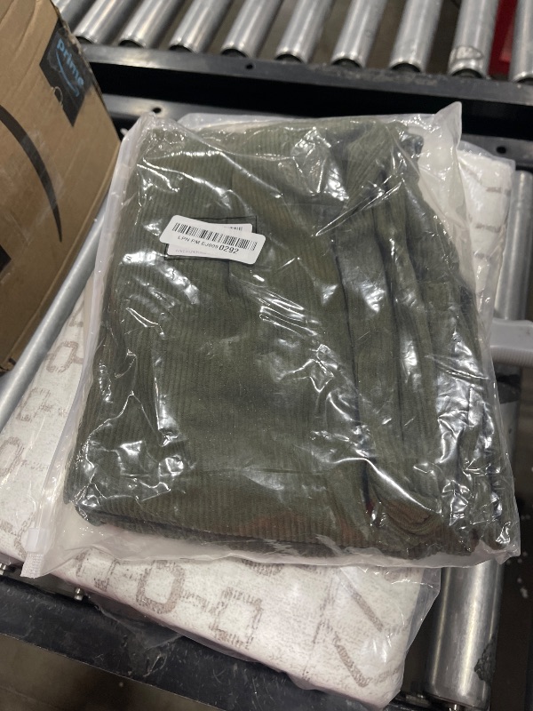 Photo 1 of PLEPAN Mens Corduroy Pants Baggy Wide Leg Loose Fit Drawstring Elastic Waist Sweatpants Vintage Pants S Army Green