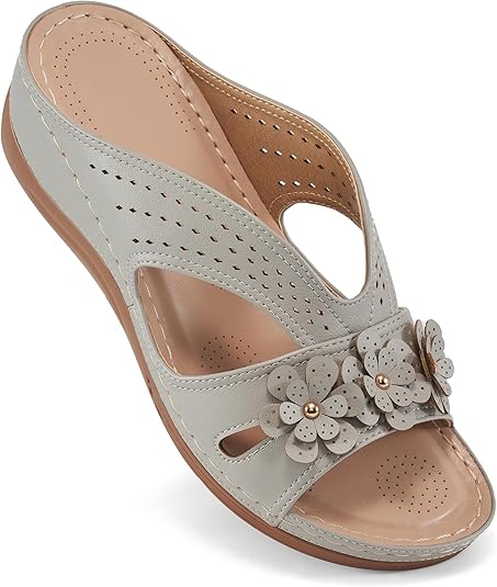 Photo 1 of Ecetana Sandals for Women Wedge Shoes: Slip On Dressy Summer Comfortable Slides Sandals Lightweight Memory Foam Platform Shoes
