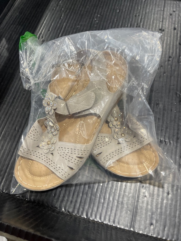 Photo 1 of Ecetana Sandals for Women Wedge Shoes: Slip On Dressy Summer Comfortable Slides Sandals Lightweight Memory Foam Platform Shoes
