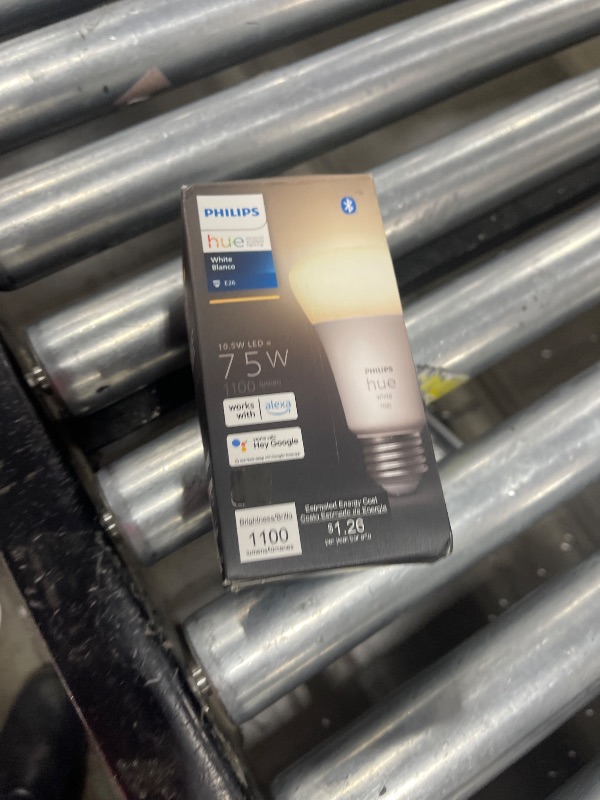 Photo 1 of Philips Hue Smart 75W A19 LED Bulb - Soft Warm White Light - 1 Pack - 1100LM - E26 - Indoor - Control with Hue App - Works with Alexa, Google Assistant and Apple Homekit