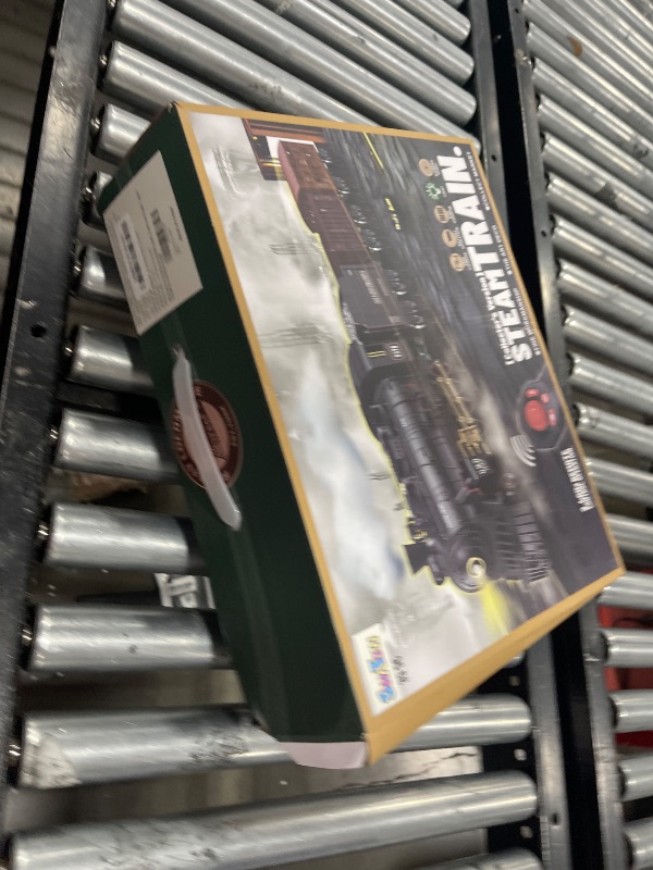 Photo 1 of Train Set for Kids Remote Control Steam Locomotive Retro Train, with Railroad Carriages Long Tracks, Battery-Powered Model Train RC Toy Gift for Boys & Girls Ages 3-8