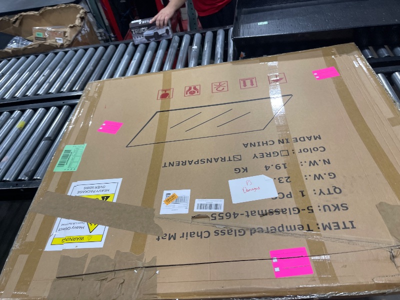 Photo 1 of GLSLAND Office Chair Mat, 46" x 55" Premium Tempered Glass Computer Desk Mats Hard Protect Floor, Easy Glide Swivel Chairs Used on Carpet in Home and Office Rectangle Heavy Duty