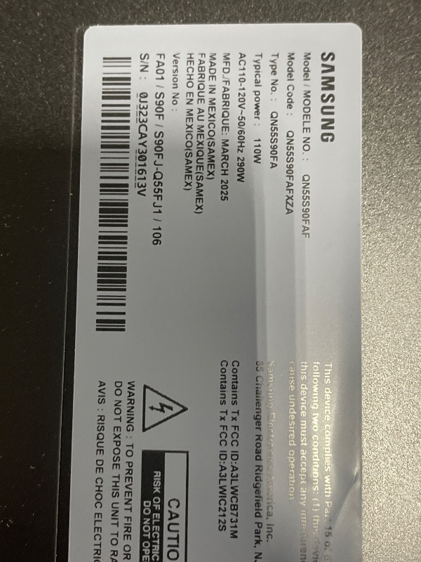 Photo 1 of SAMSUNG 55-Inch Class OLED S90F 4K Smart TV (2025 Model) NQ4 AI Gen3 Processor, 4K AI Upscaling Pro, OLED HDR +, Motion Xcelerator 144Hz, Samsung Vision AI, Alexa Built-in
