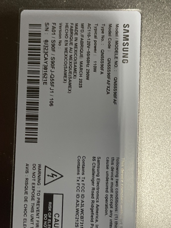 Photo 1 of SAMSUNG 55-Inch Class OLED S90F 4K Smart TV (2025 Model) NQ4 AI Gen3 Processor, 4K AI Upscaling Pro, OLED HDR +, Motion Xcelerator 144Hz, Samsung Vision AI, Alexa Built-in