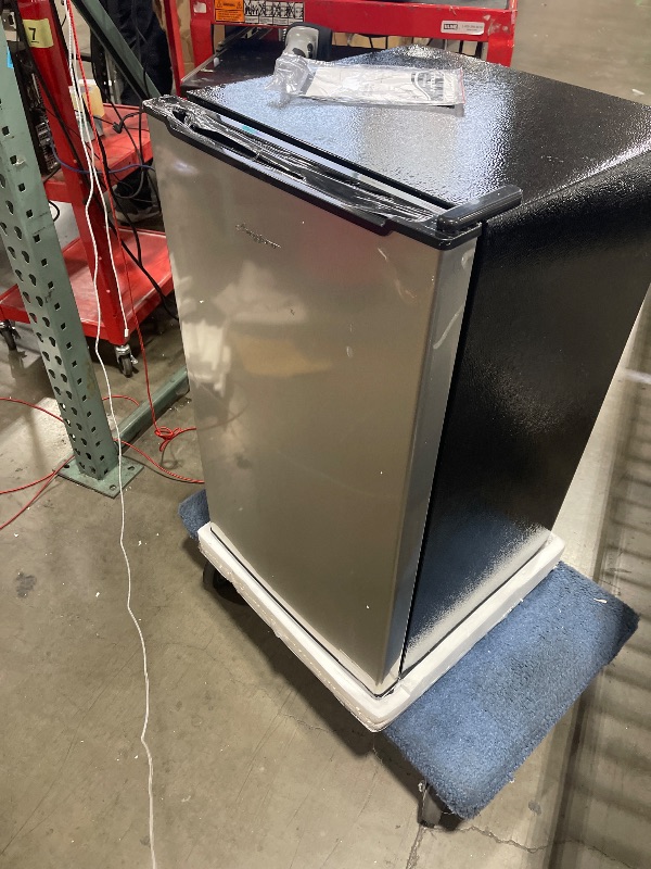 Photo 1 of Upright Freezer with Reversible Single Door, 3.5 Cubic Feet Stainless Steel Compact Freezer, Silver Adjustable Thermostat Removable Shelves Mini Freezer, Applicable to Home, Kitchen, Office